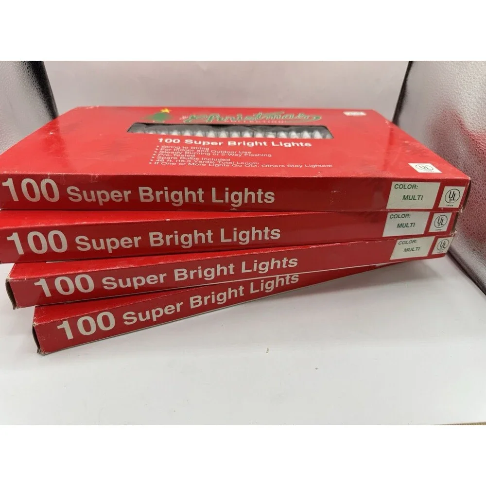 Vintage The Christmas Collection 100 Super Bright Lights Multi Bulb Wire
